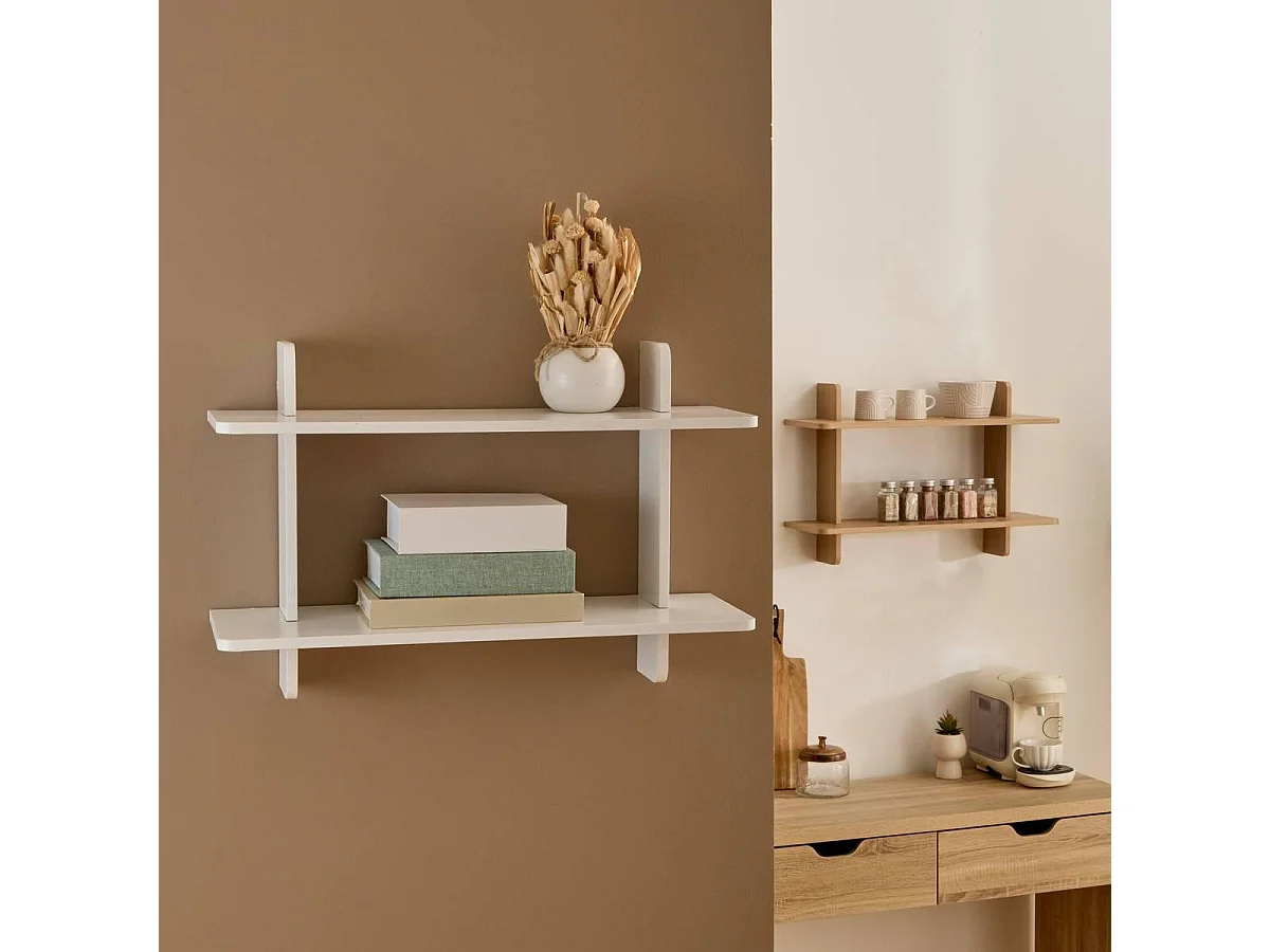 Étagère Murale 2 Niveaux "Fixy" 60cm Blanc