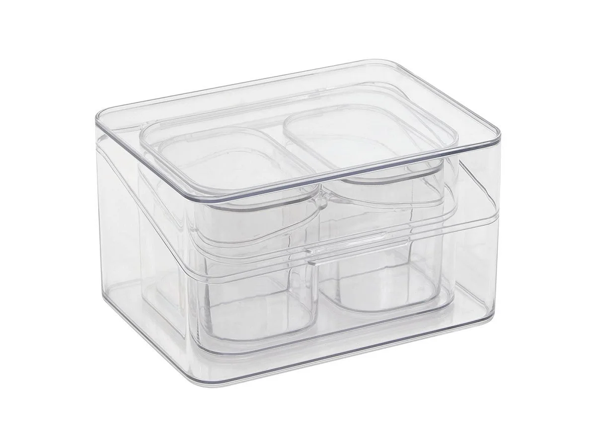 Lot de 4 Organiseurs de Salle de Bain "Cube" 20cm Transparent