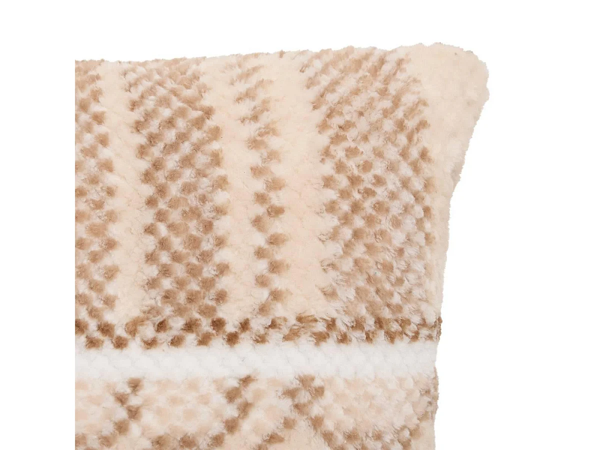 Coussin Jacquard en Flanelle "Lary" 40x40cm Beige Lin