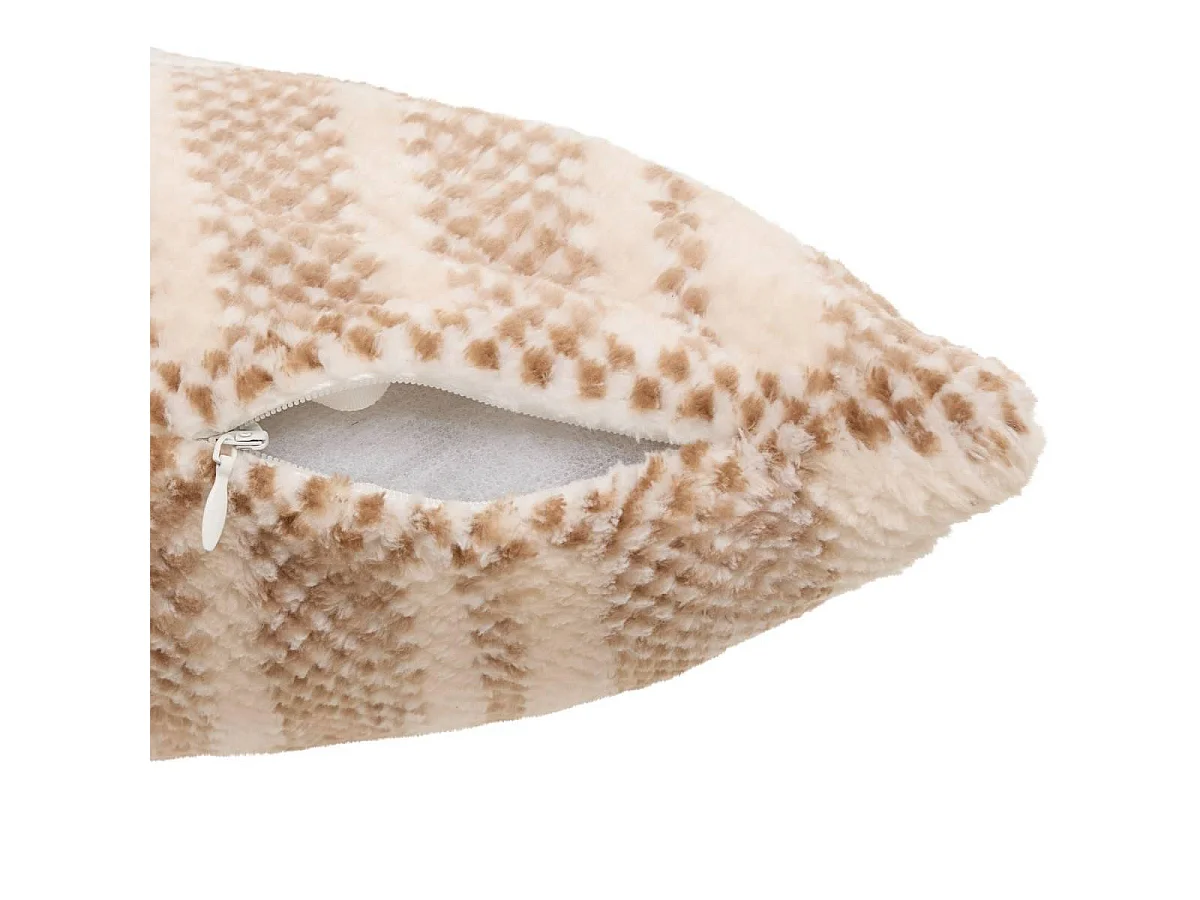 Coussin Jacquard en Flanelle "Lary" 40x40cm Beige Lin