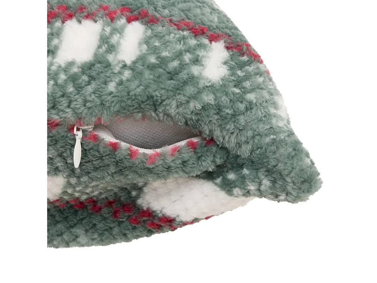Coussin Jacquard en Flanelle "Lary" 40x40cm Vert Foncé