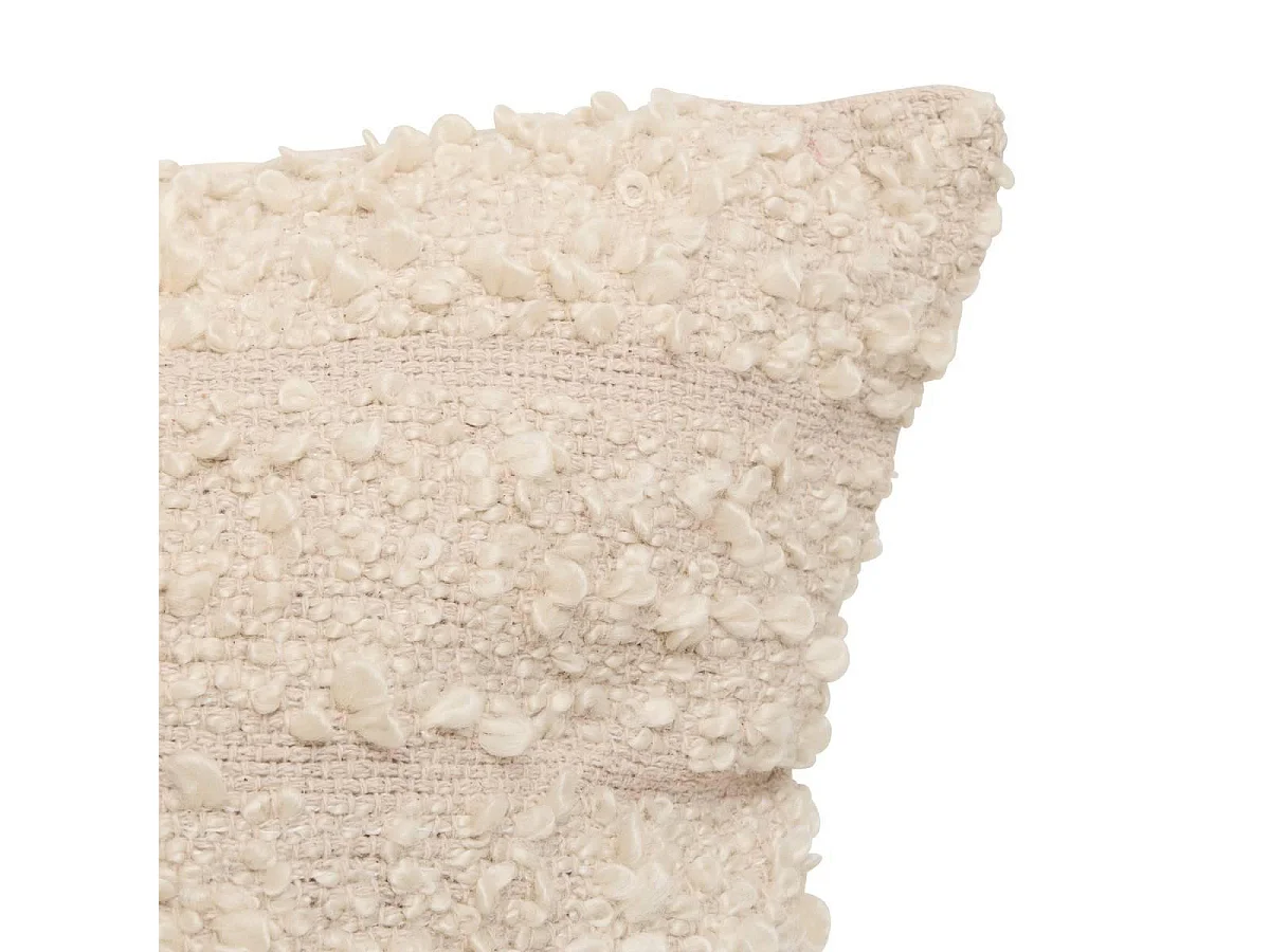 Coussin Déco Bouclette "Beryl" 45x45cm Beige Lin