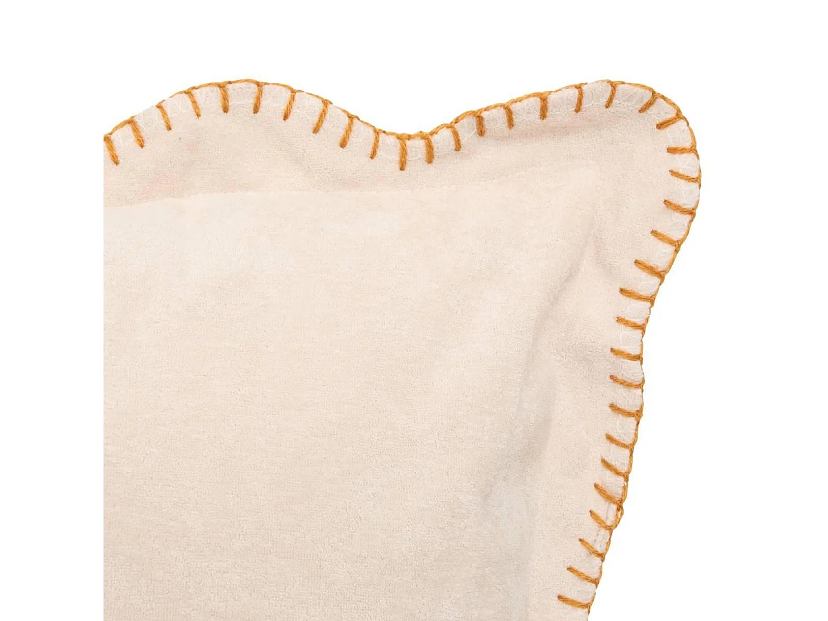 Coussin Déco à Festons "Tom" 40x40cm Beige Lin
