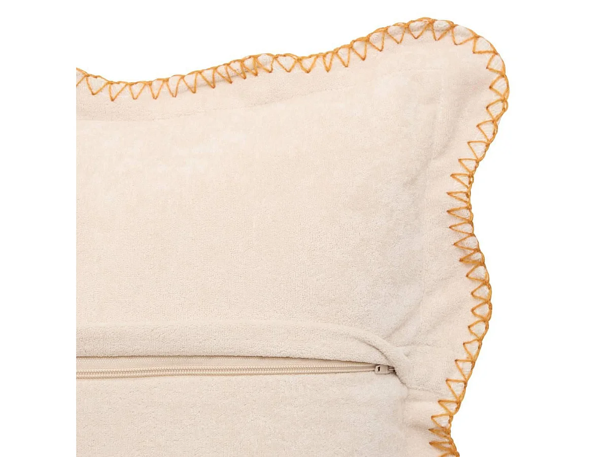 Coussin Déco à Festons "Tom" 40x40cm Beige Lin
