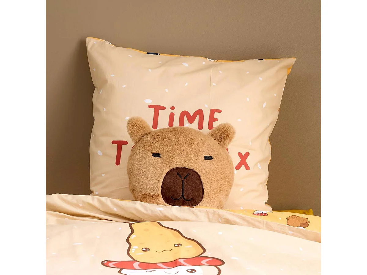 Coussin Déco Enfant "Capy" 30cm Marron