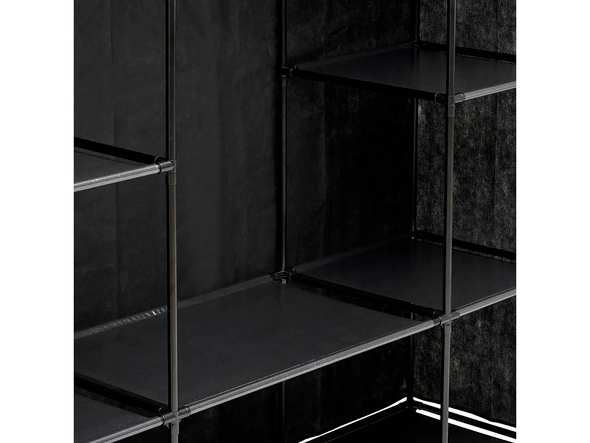 Penderie Double 7 Étagères "Dressy" 155cm Noir