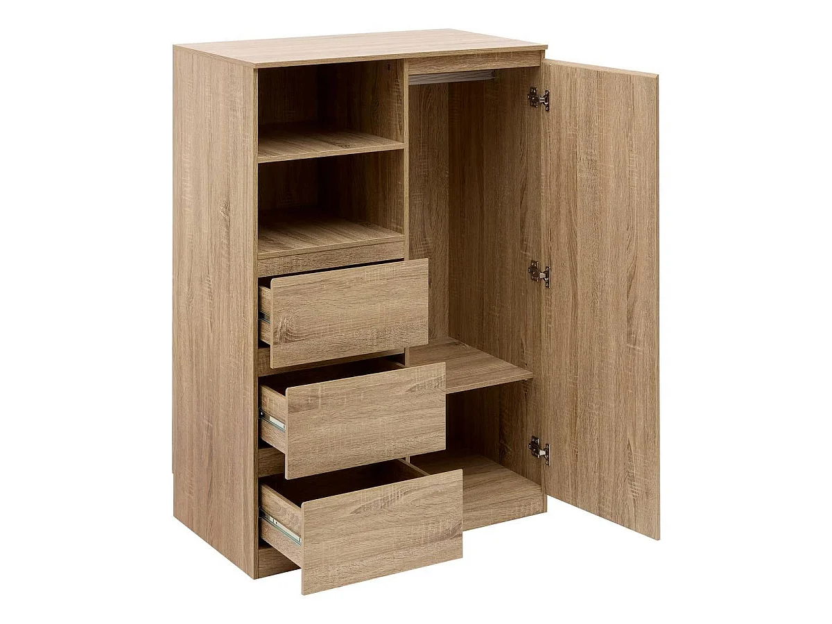 Penderie 3 Tiroirs & 1 Porte "Dolo" 115cm Naturel