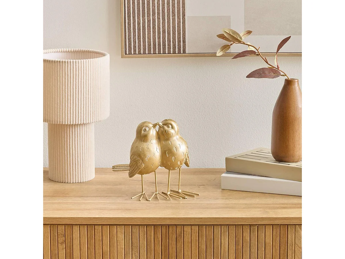 Couple d'Oiseaux Déco "Briac" 16cm Or