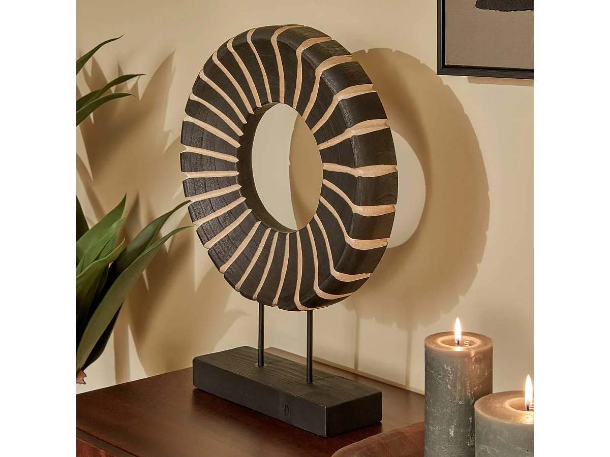 Anneau Strié Déco "Nyero" 47cm Noir
