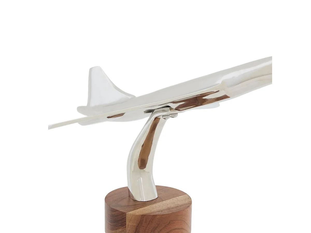 Avion Déco Rétro "Johan" 49cm Argent