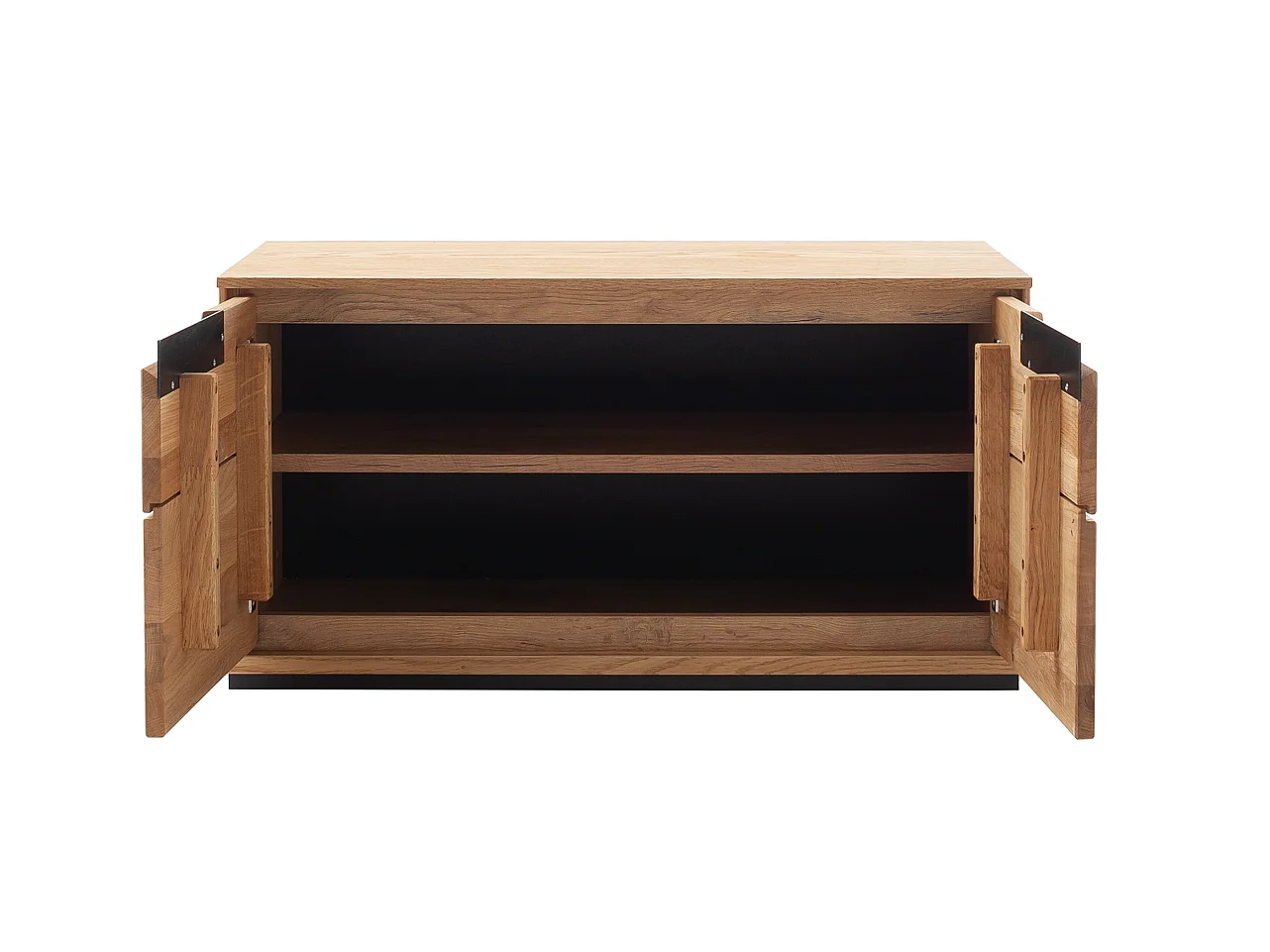 Banc à chaussures 2 portes coloris chêne sauvage massif - Longueur 79 × Profondeur 41 × Hauteur 41 cm