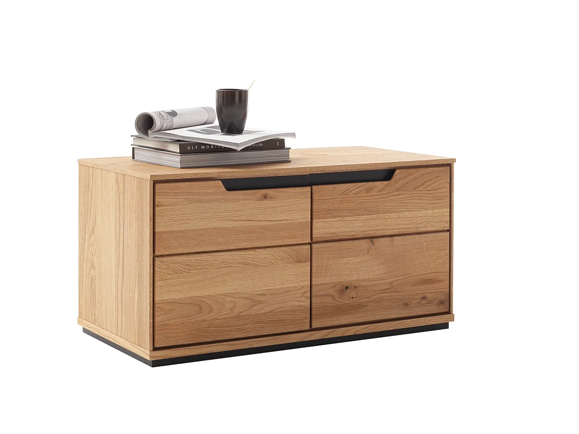 Banc à chaussures 2 portes coloris chêne sauvage massif - Longueur 79 × Profondeur 41 × Hauteur 41 cm