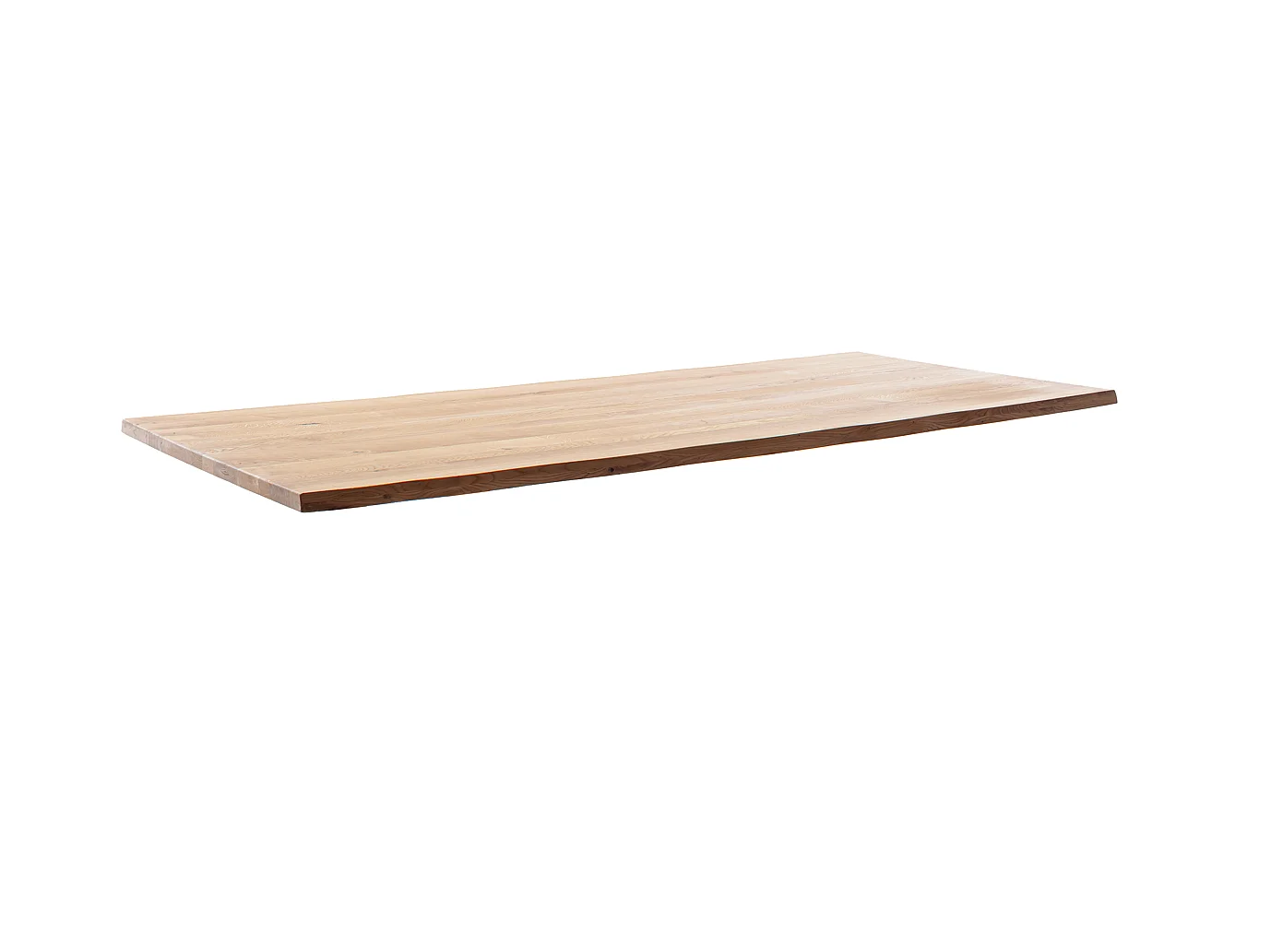 Table à manger avec bord irrégulier coloris Chêne massif naturel et pieds en métal noir  - Longueur 200 x Profondeur 100 x Hauteur 76 cm
