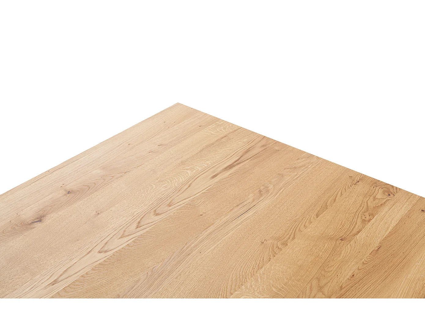 Table à manger avec bord droit coloris Chêne massif naturel et pieds en métal noir - Longueur 220 x Profondeur 100 x Hauteur 76 cm