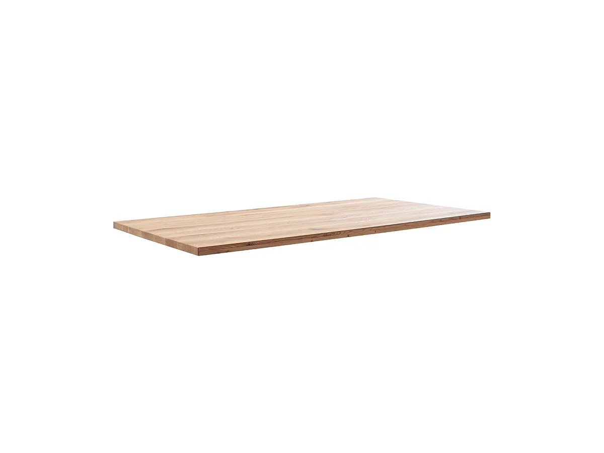 Table à manger avec bord droit coloris Chêne massif et pieds en métal noir - Longueur 220 x Profondeur 100 x Hauteur 76 cm