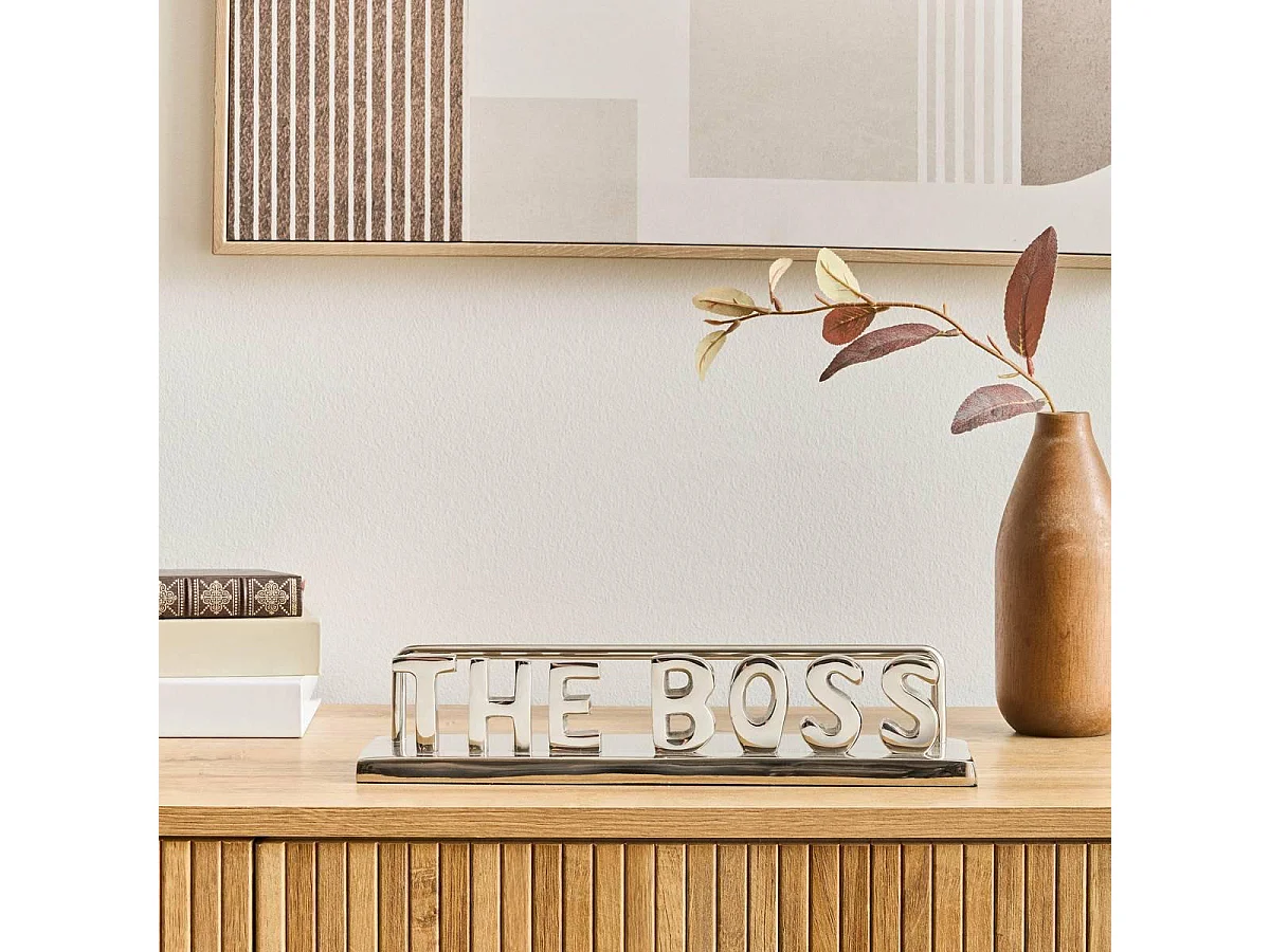 Mot Déco à Poser "The Boss" 31cm Argent