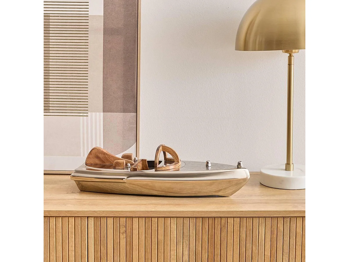 Bateau Déco Rétro "Johan" 45cm Argent