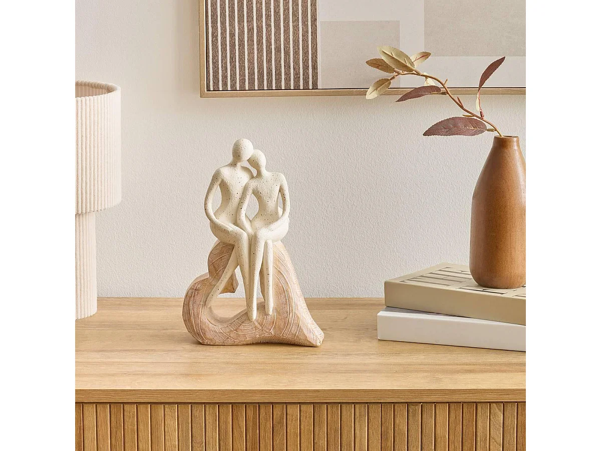 Statuette Déco Couple "Deniz" 25cm Beige