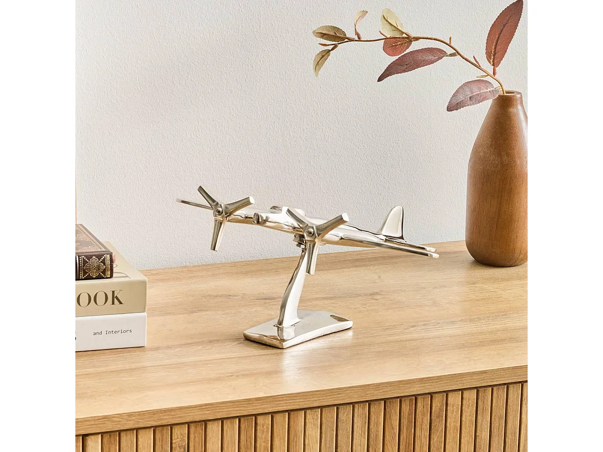 Avion Déco à Poser "Flavie" 30cm Argent