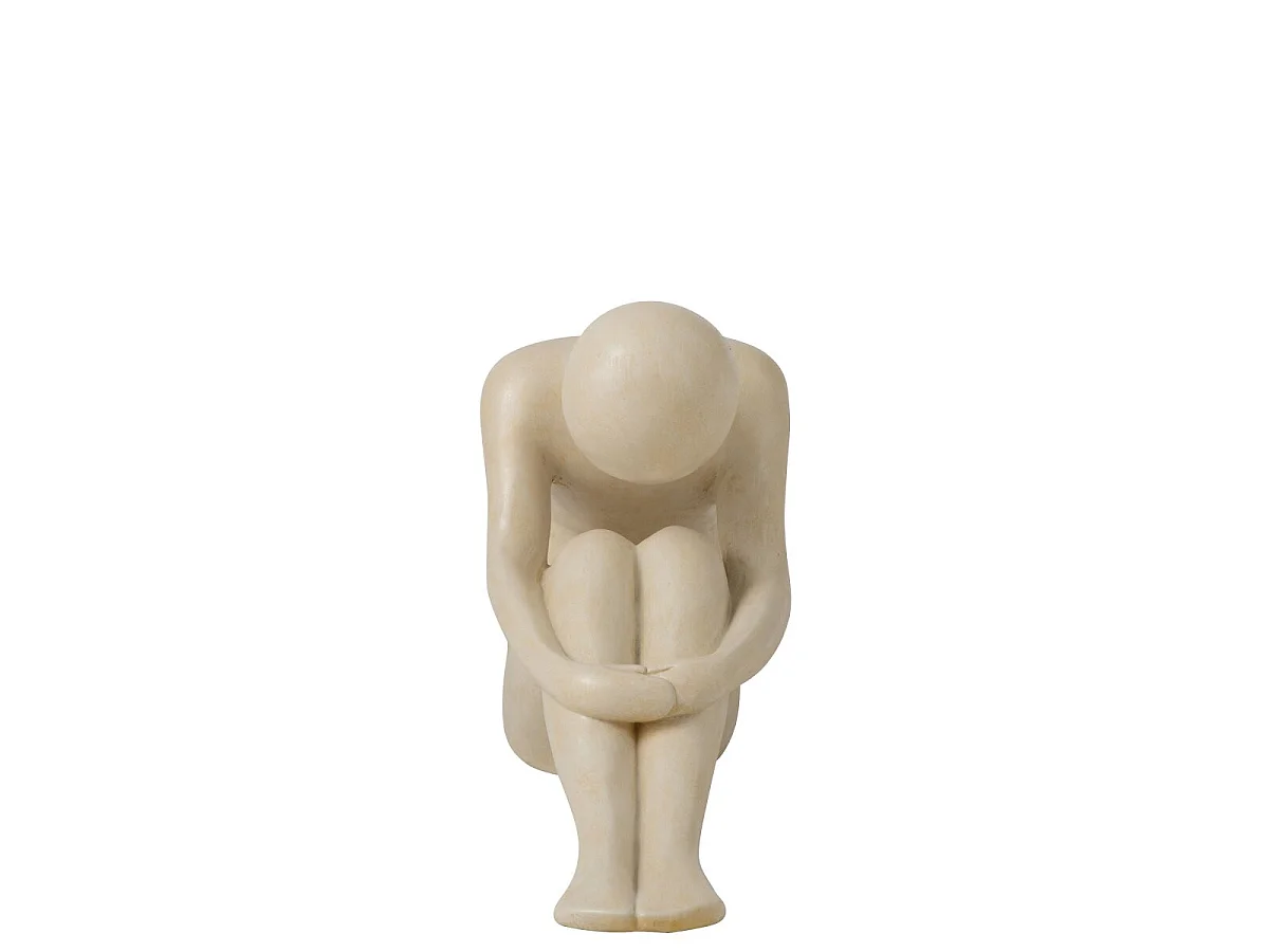Statuette Homme Assis "Emile" 60cm Blanc Cassé
