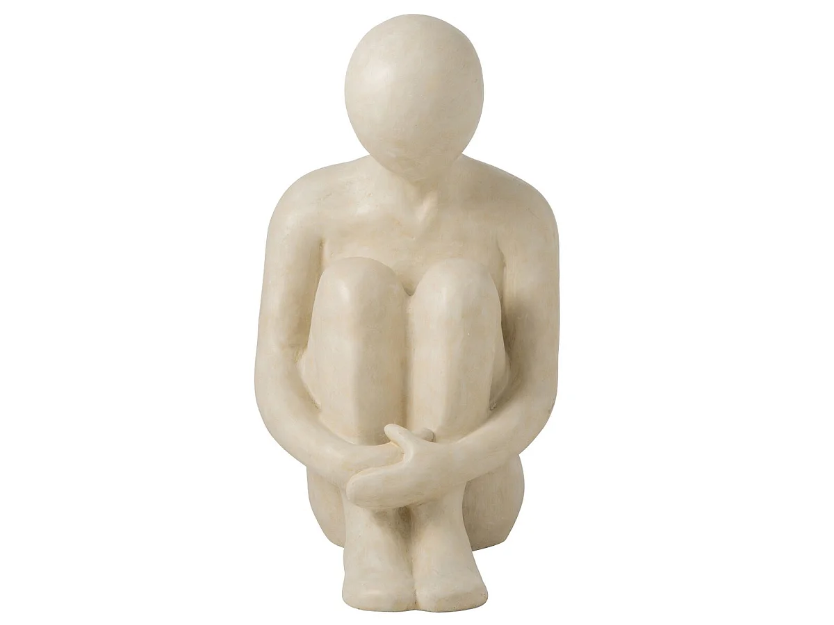 Statue Homme Assis "Emile" 75cm Blanc Cassé