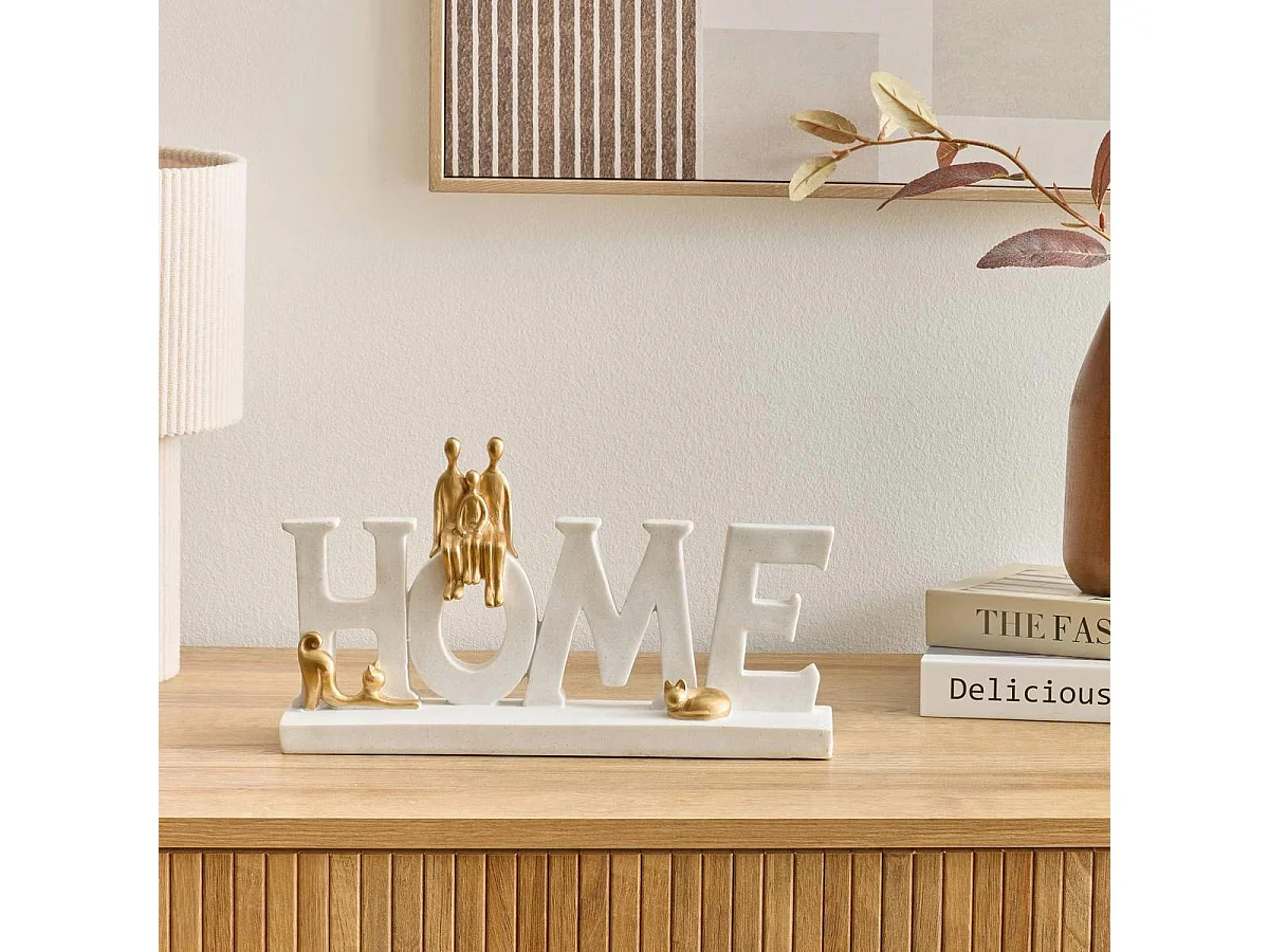 Mot Déco à Poser "Home Colin" 29cm Blanc