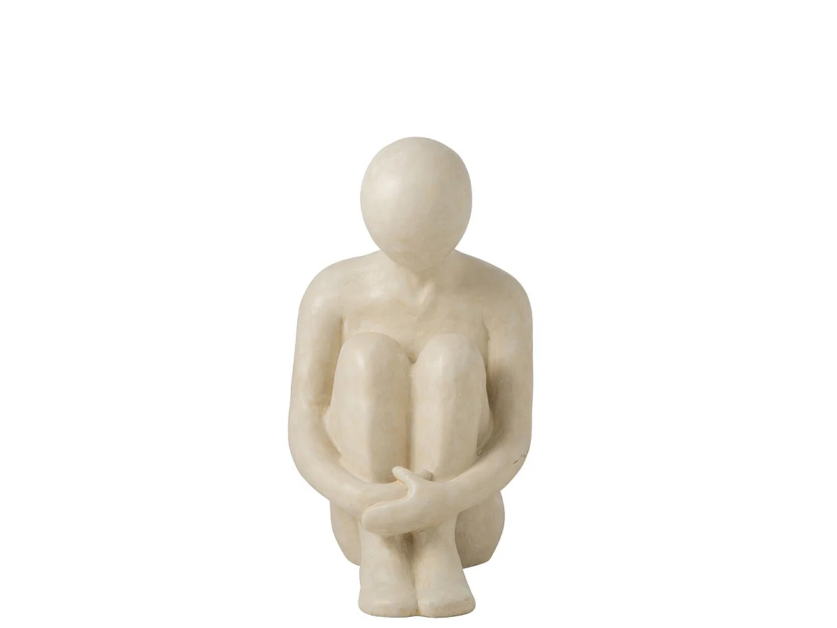 Statuette Homme Assis "Emile" 56cm Blanc Cassé
