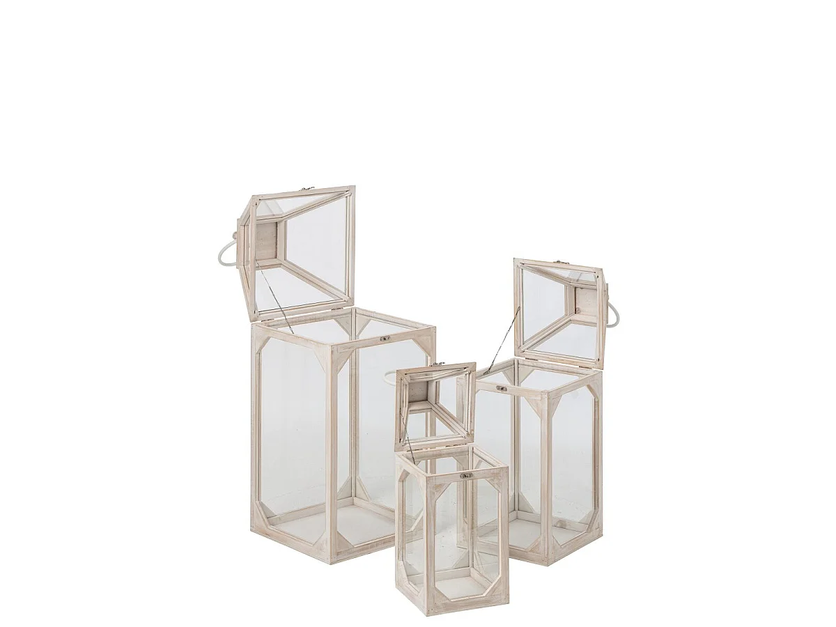 Lot de 3 Lanternes en Bois "Kaar" 83cm Beige