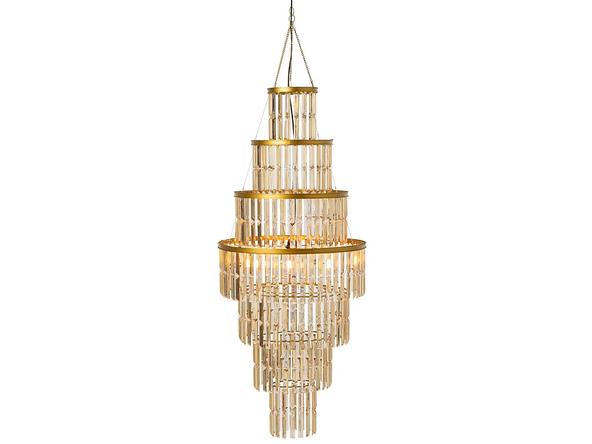 Abat-Jour Suspension Pampilles "Xenia" 146cm Doré