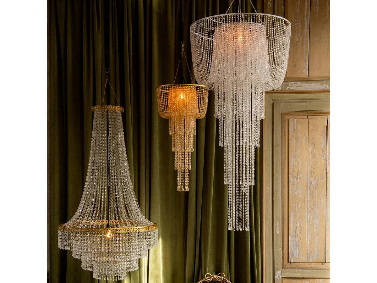 Abat-Jour Suspension Perles "Sigrid" 160cm Transparent