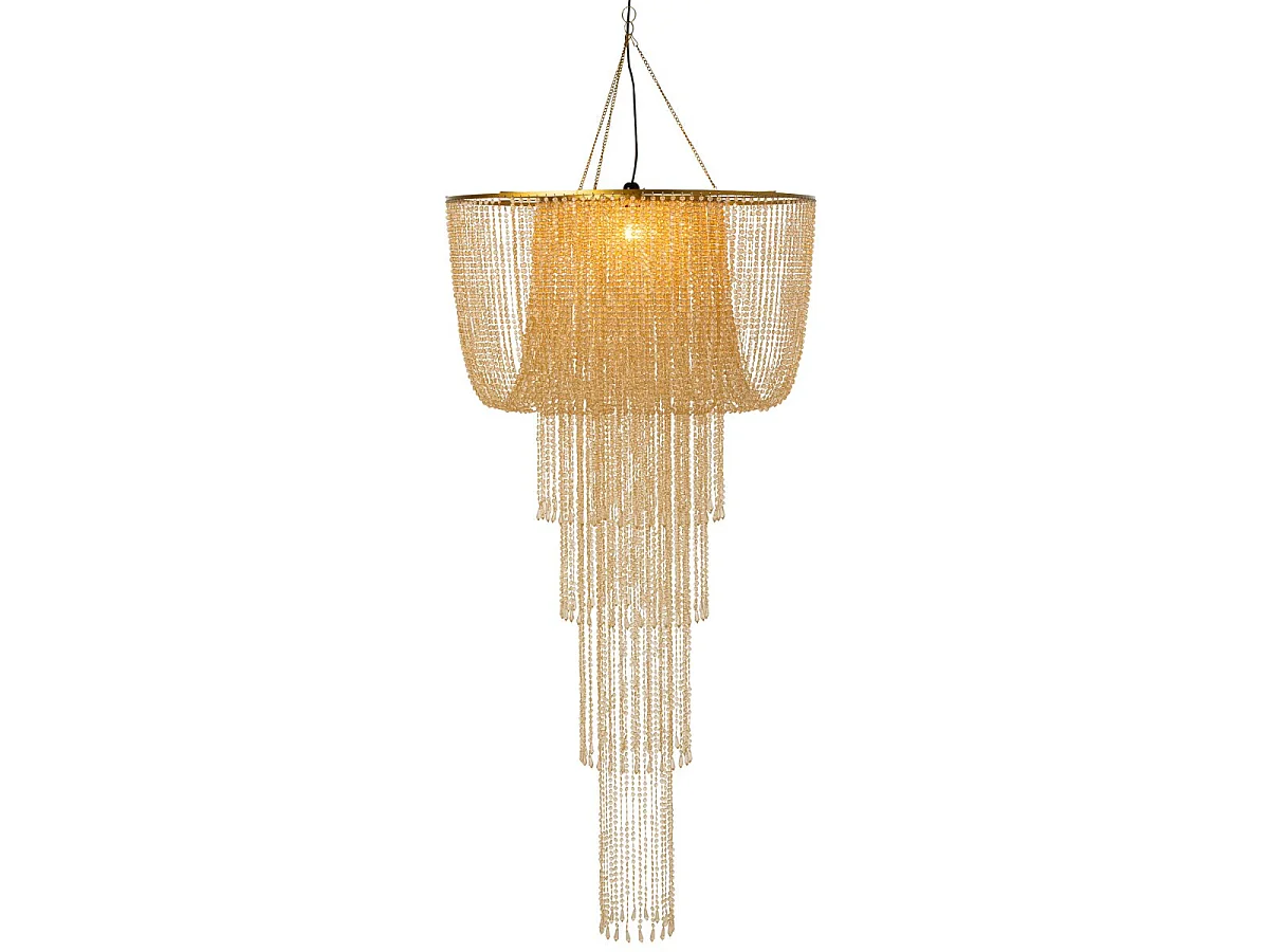 Abat-Jour Suspension Perles "Sigrid" 160cm Doré
