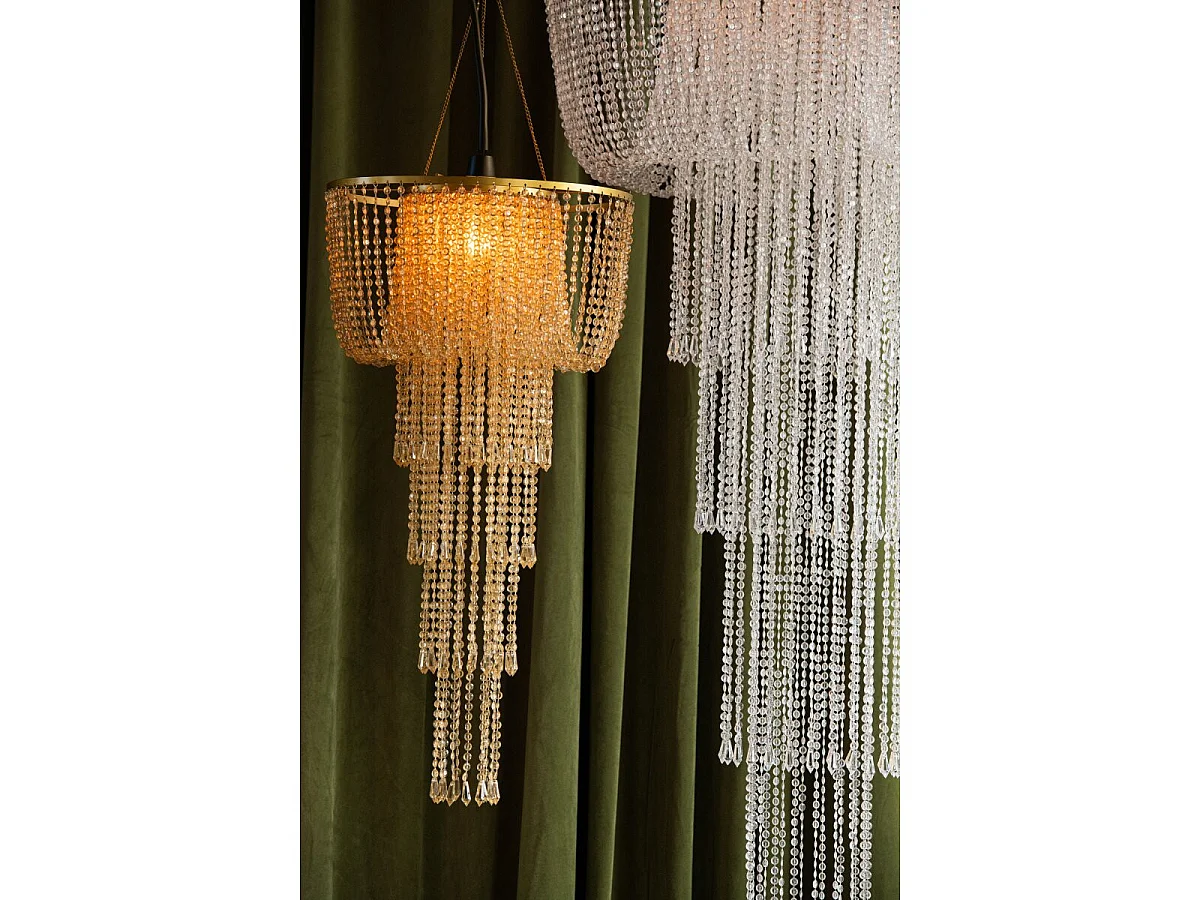 Abat-Jour Suspension Perles "Sigrid" 160cm Doré