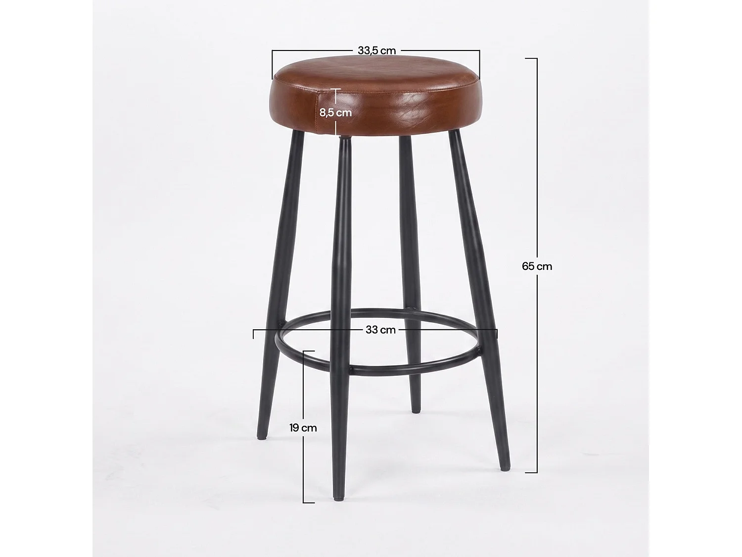 Sgabello per isola centrale 65 cm in pelle di bufalo marrone scuro - Malo