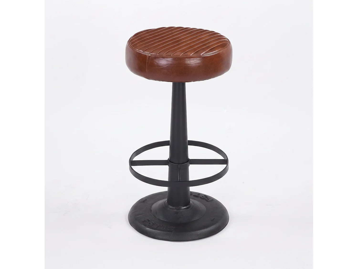 Sgabello per isola 65 cm in pelle di bufalo marrone scuro - Lucien