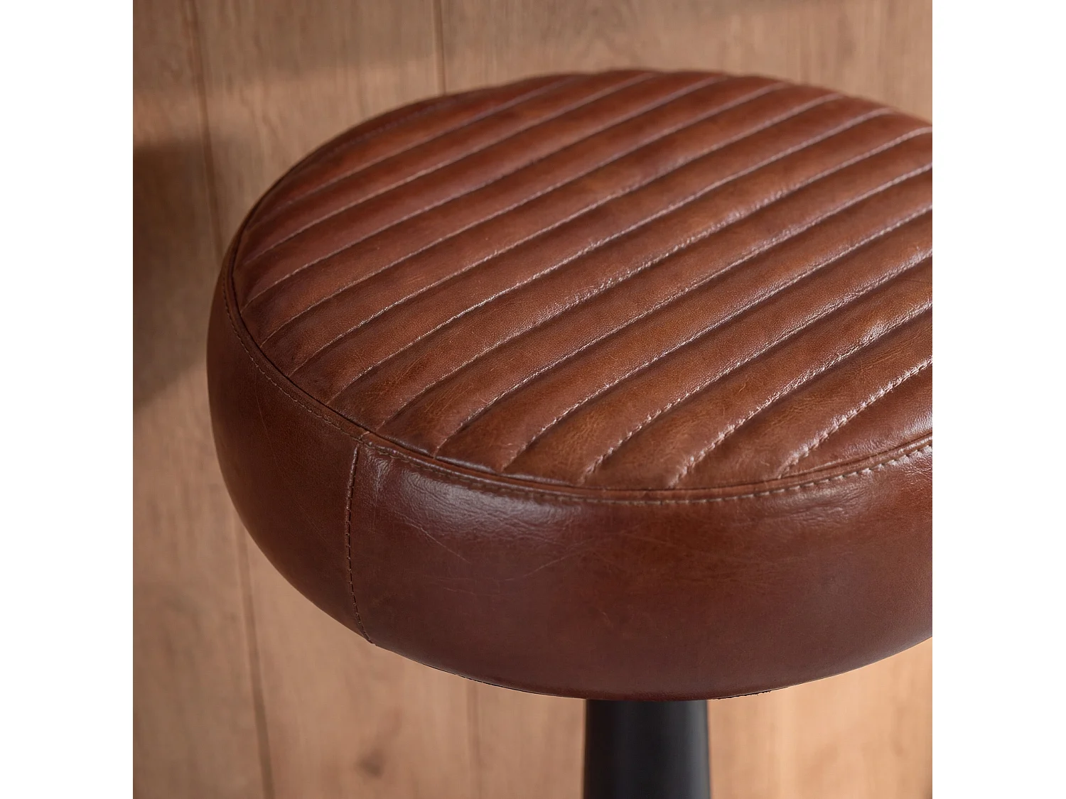 Sgabello per isola 65 cm in pelle di bufalo marrone scuro - Lucien