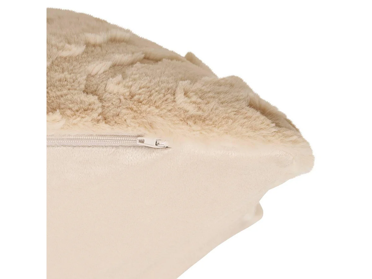 Coussin Imitation Fourrure "Nalia" 50x80cm Beige Lin