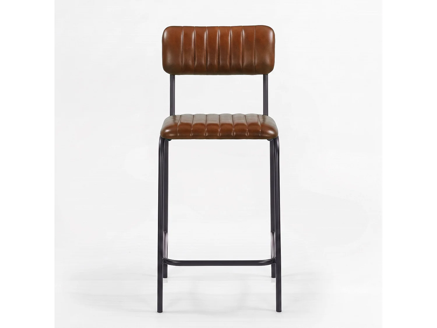 Set di 2 sedie da bar, isola 65 cm, pelle bufalo marrone - Arsène