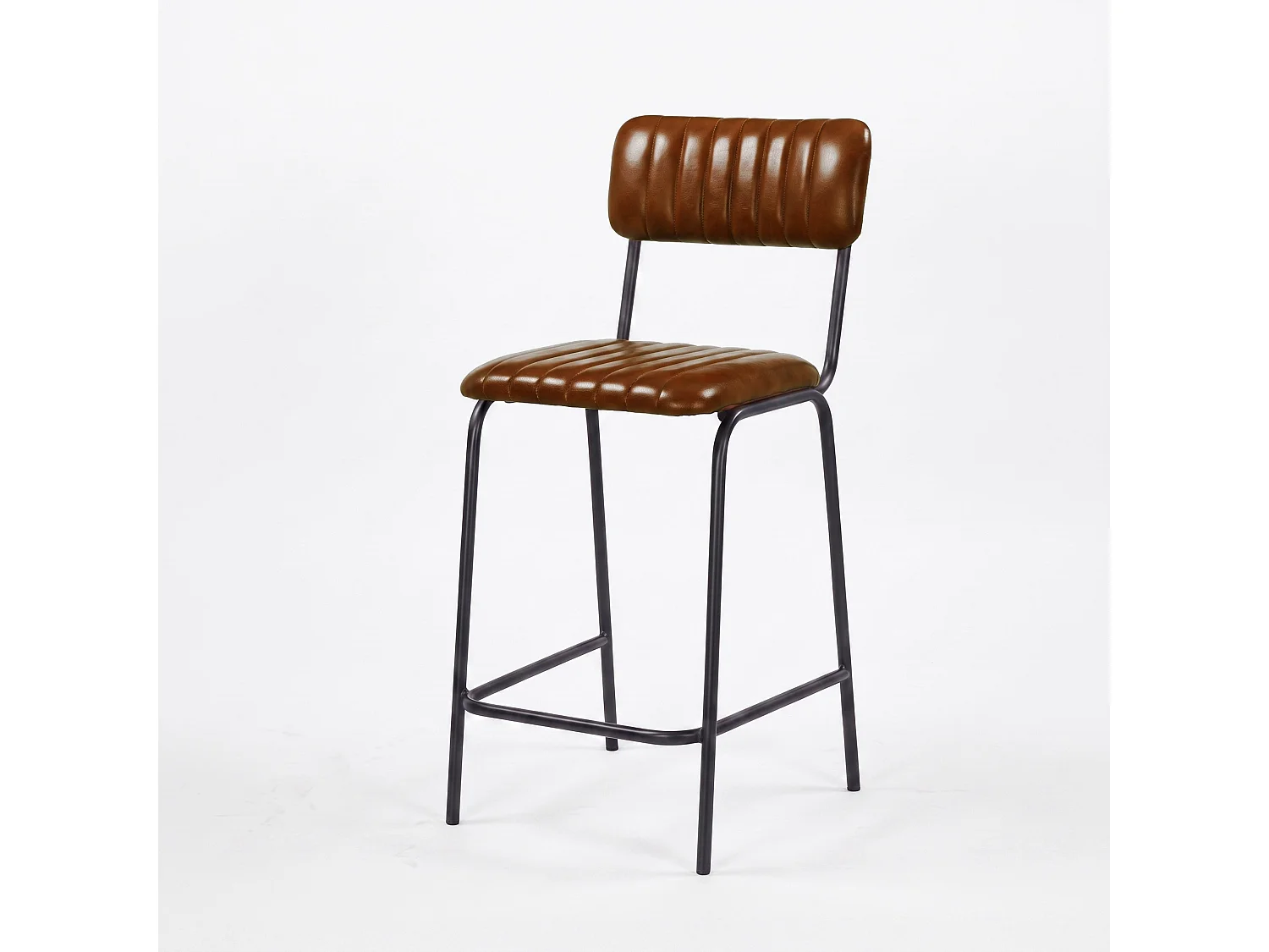 Set di 2 sedie da bar, isola 65 cm, pelle bufalo marrone - Arsène