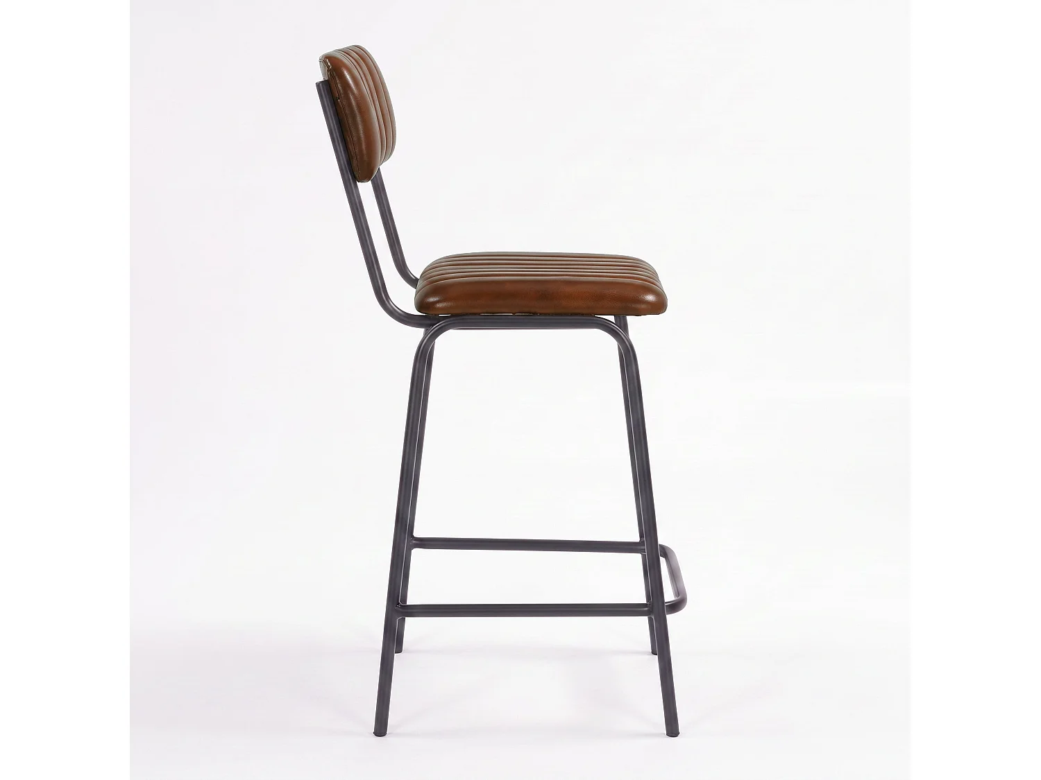 Set di 2 sedie da bar, isola 65 cm, pelle bufalo marrone - Arsène