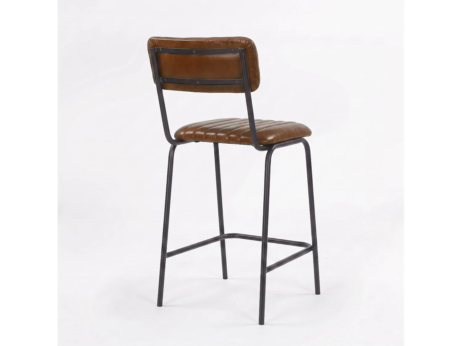 Set di 2 sedie da bar, isola 65 cm, pelle bufalo marrone - Arsène