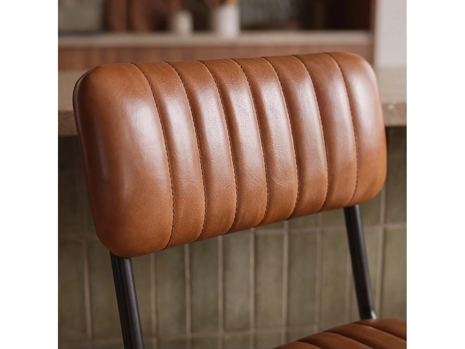 Set di 2 sedie da bar, isola 65 cm, pelle bufalo marrone - Arsène