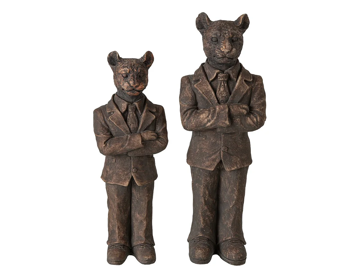 Statue Déco Léopard "Zeno" 55cm Marron