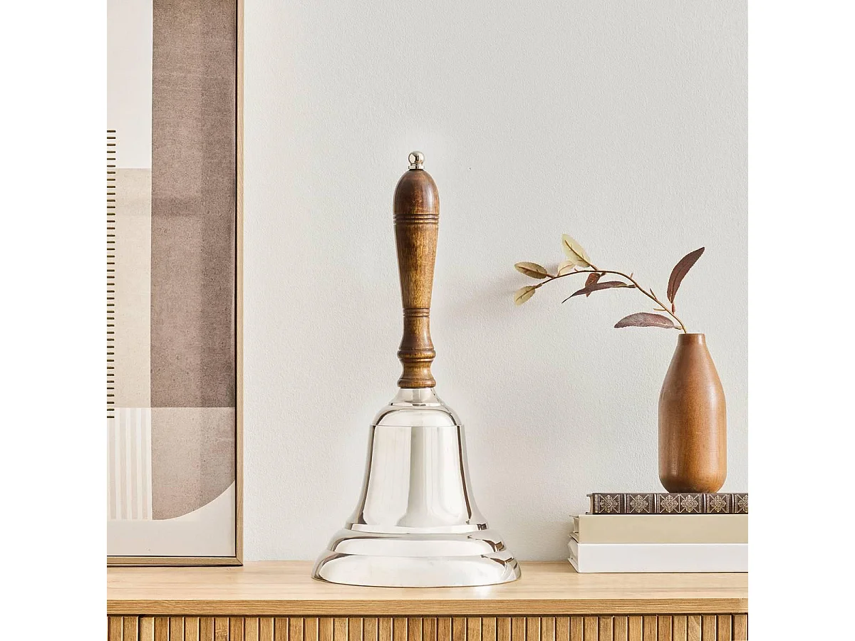 Cloche Déco Rétro "Johan" 46cm Argent