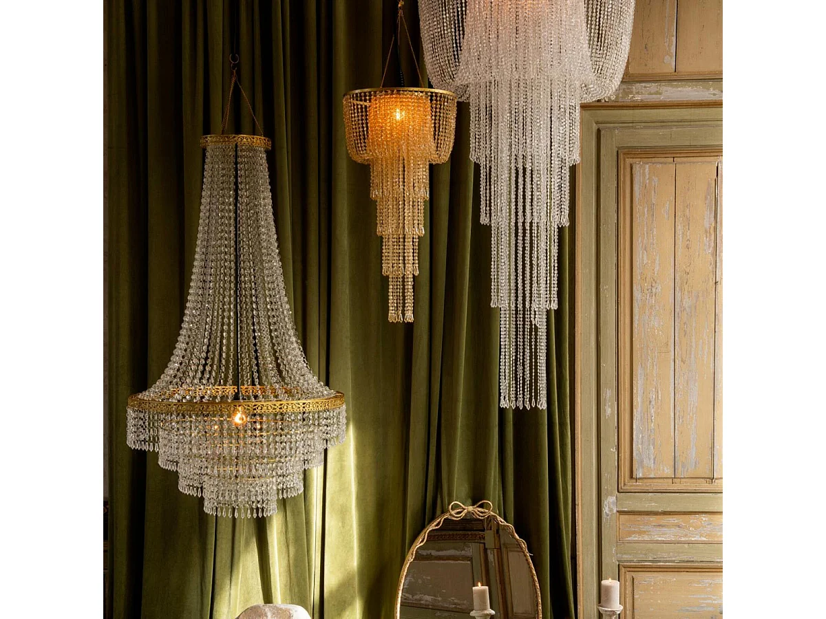 Abat-Jour Suspension Pampilles "Jilan" 135cm Transparent
