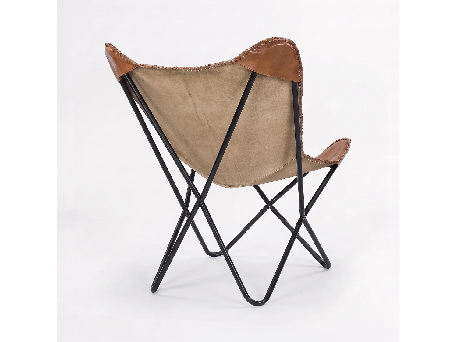 Sillón mariposa de cuero de búfalo marrón - Octave