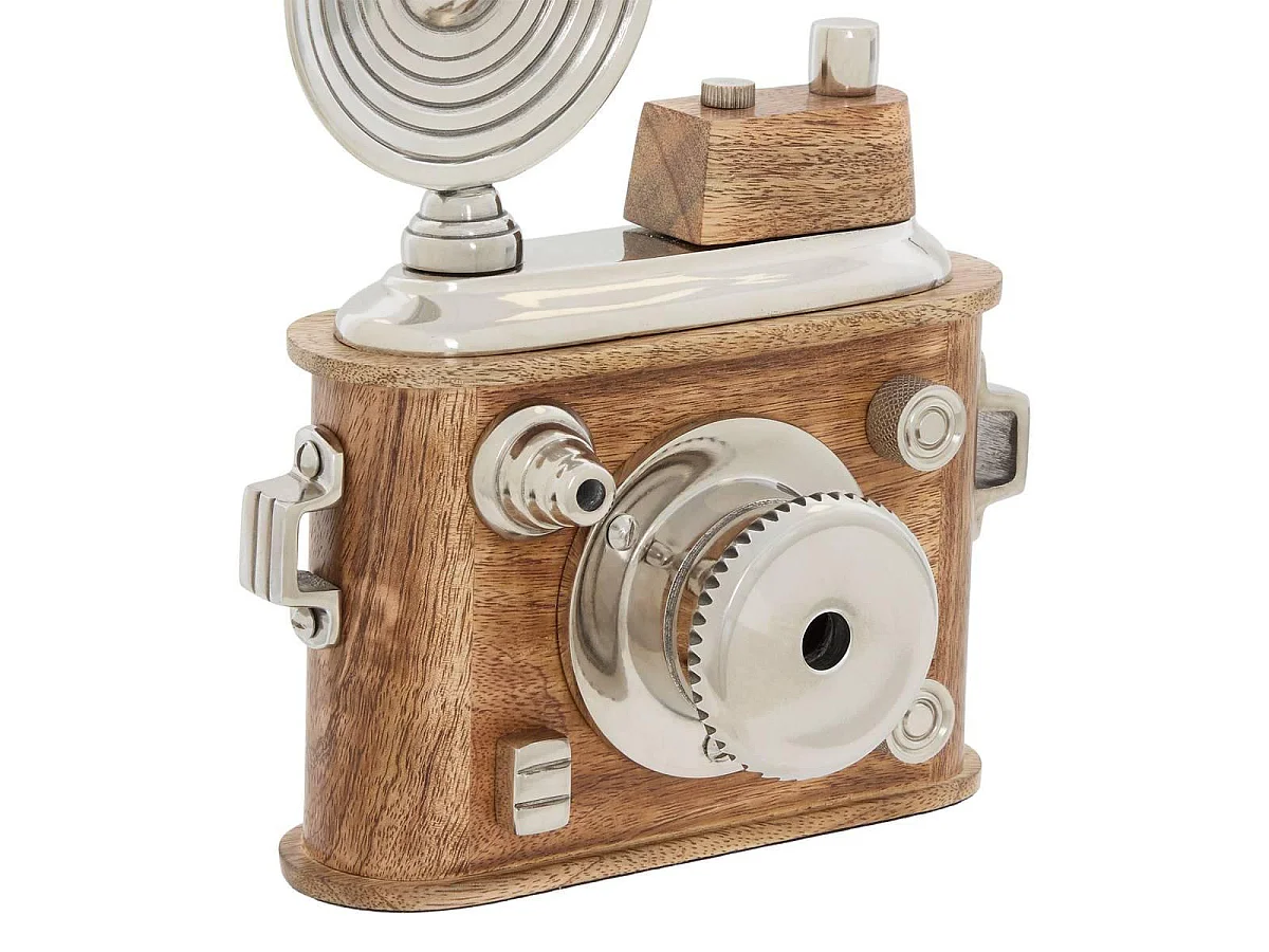 Appareil Photo Déco Rétro "Johan" 24cm Marron