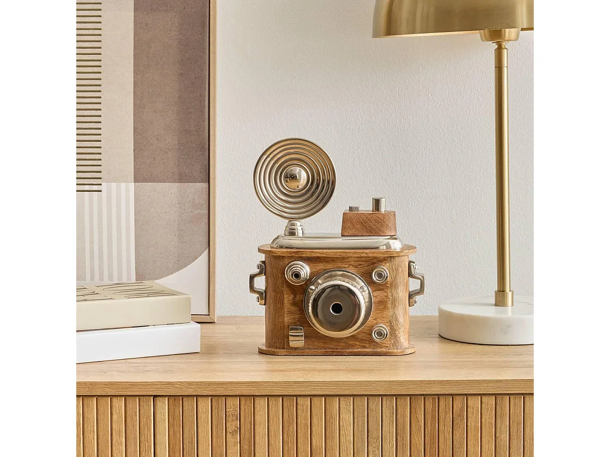 Appareil Photo Déco Rétro "Johan" 24cm Marron