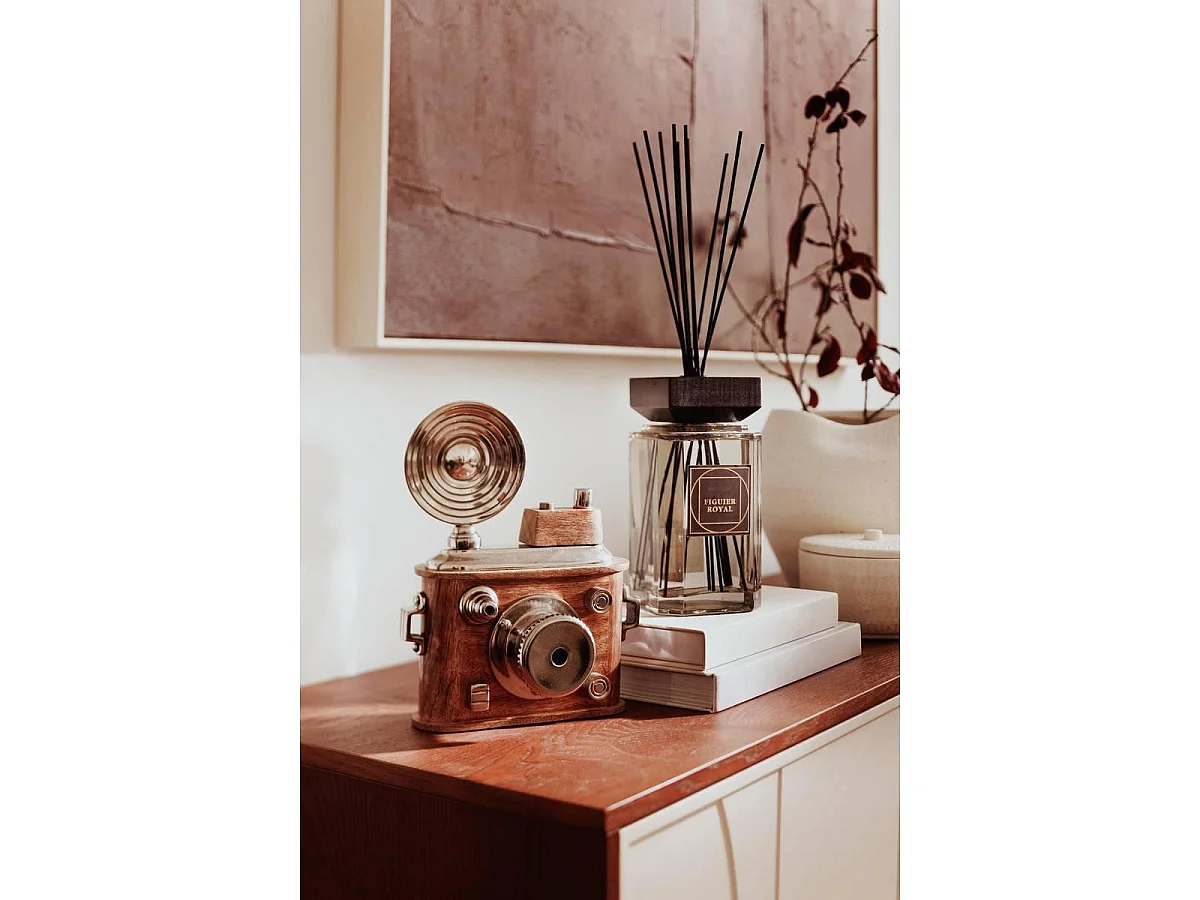 Appareil Photo Déco Rétro "Johan" 24cm Marron