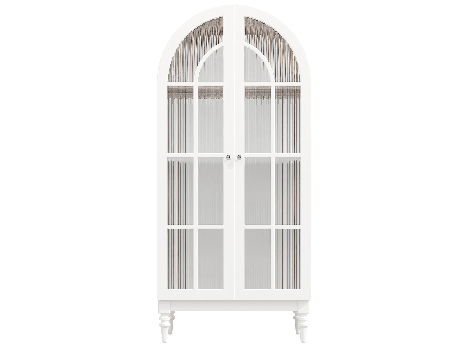 Vitrine cintrée de 165 cm avec 2 porte en verre - Blanc et naturel foncé