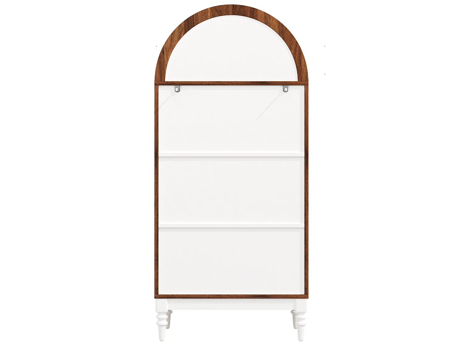 Vitrine cintrée de 165 cm avec 2 porte en verre - Blanc et naturel foncé